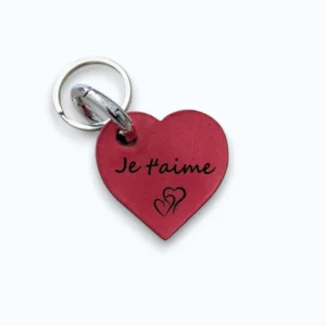 Porte clé coeur en cuir véritable, gravure laser.