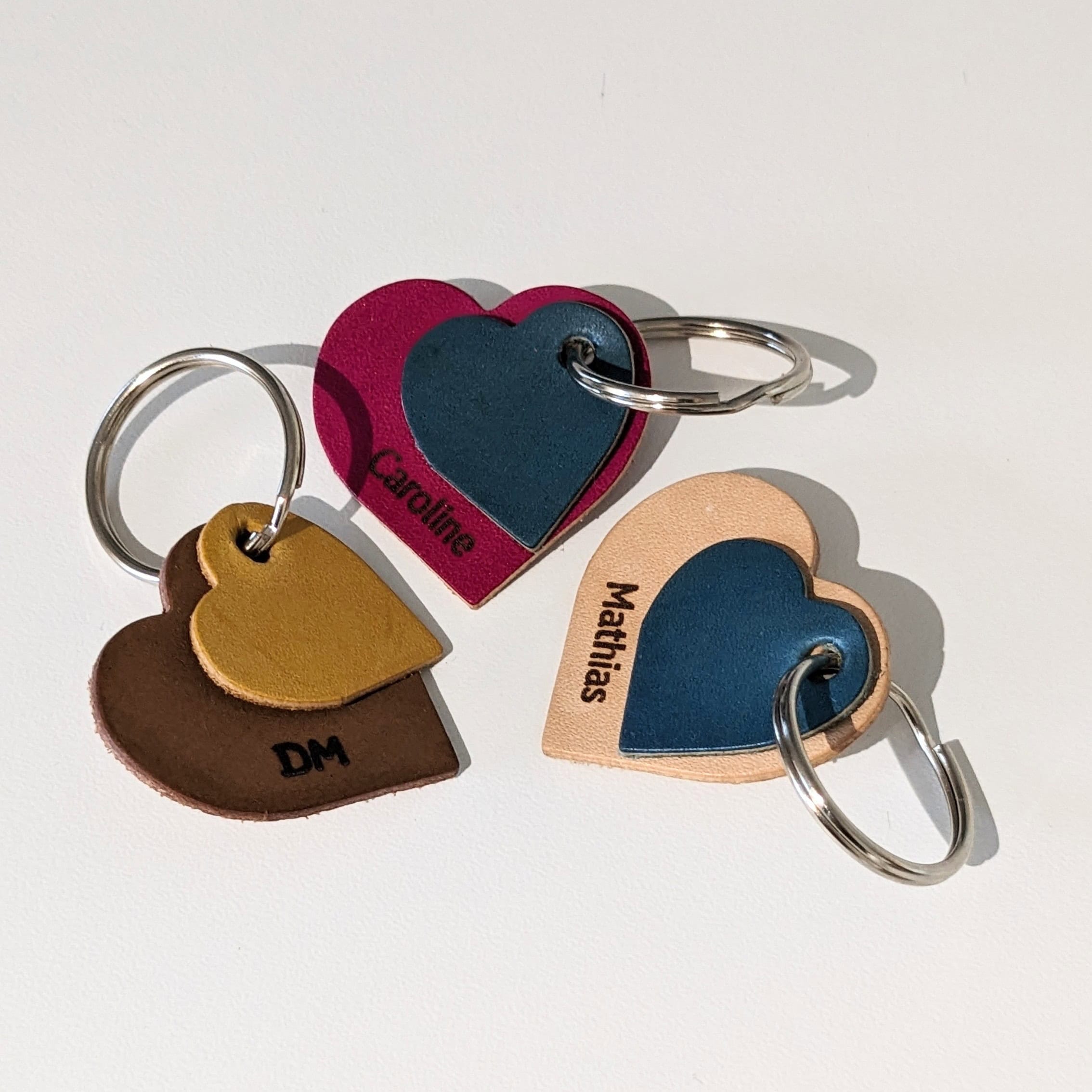 Porte clés double coeur