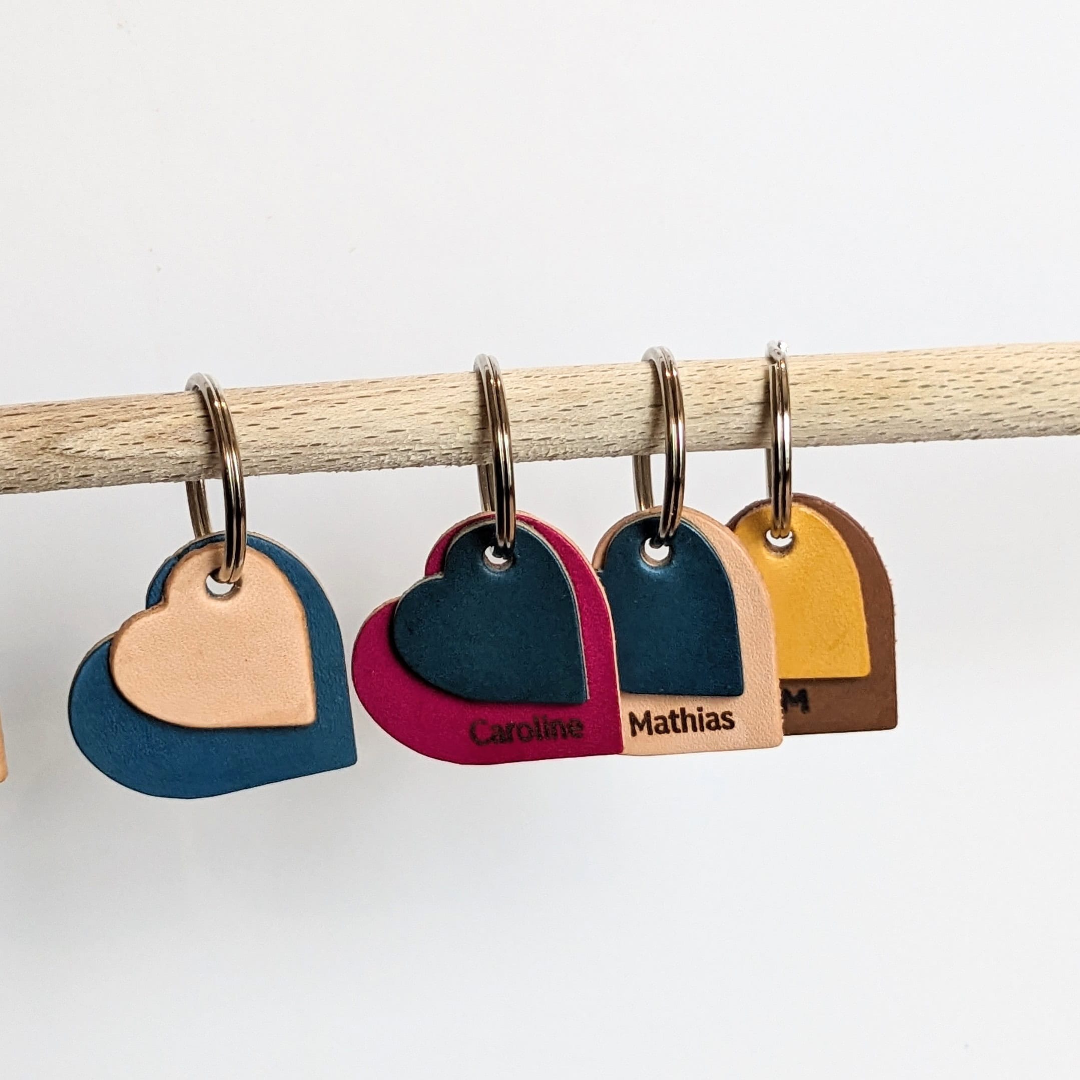 Porte clés double coeur