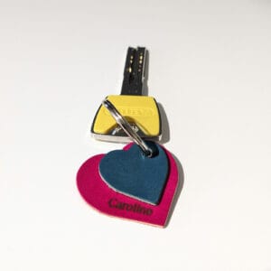 porte clés deux coeur cuir