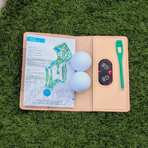 etui cuir carte score golf