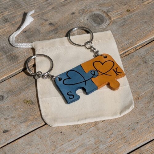 porte clé puzzle cuir