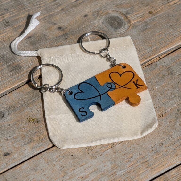 porte clé puzzle cuir