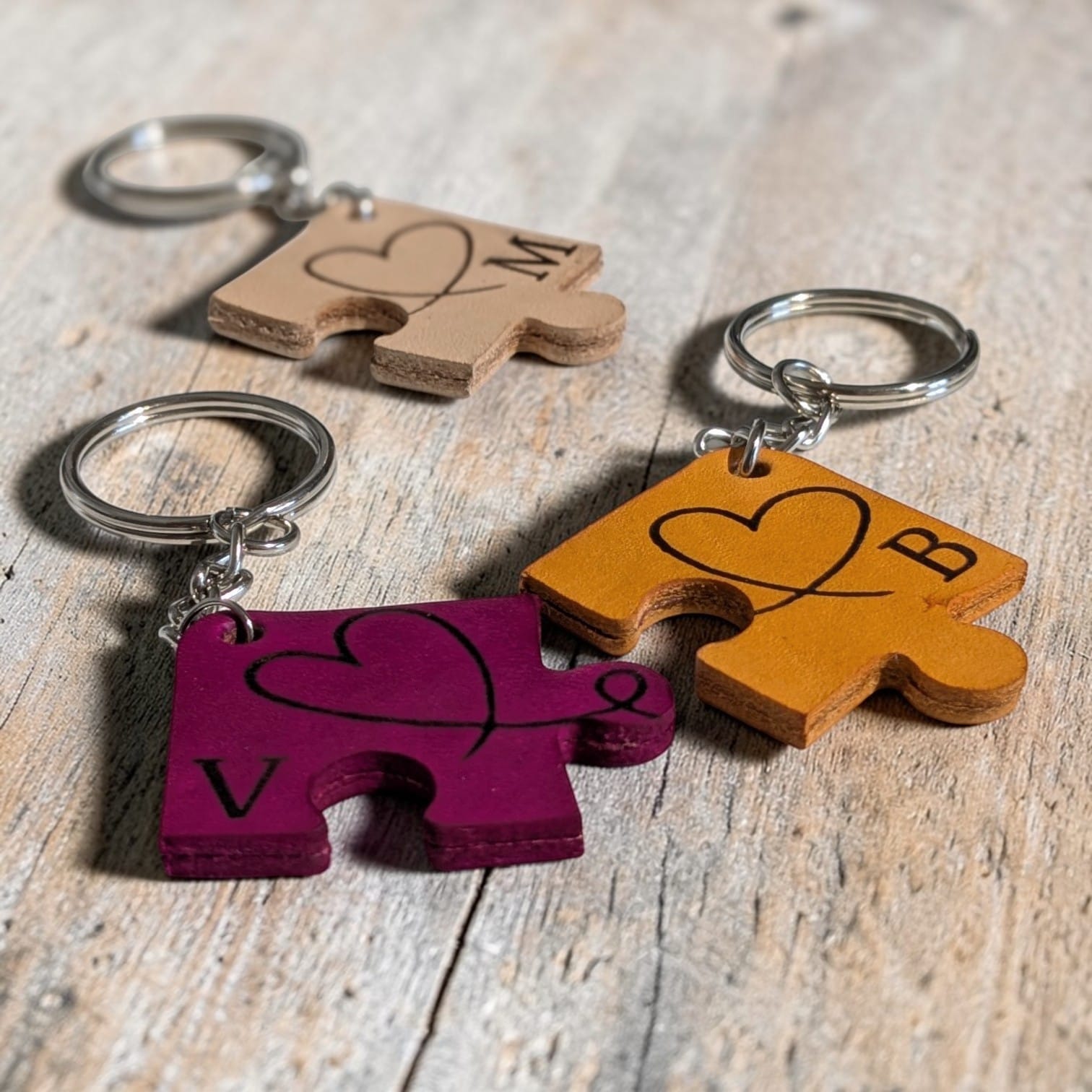 porte clé puzzle cuir