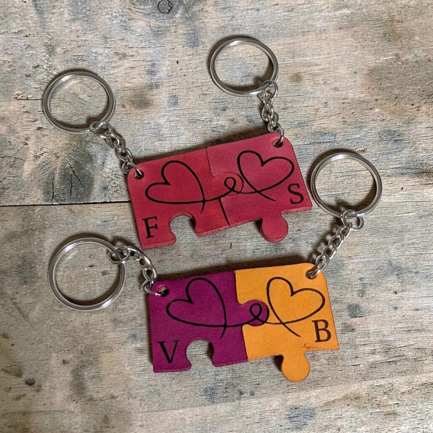 porte clé puzzle cuir