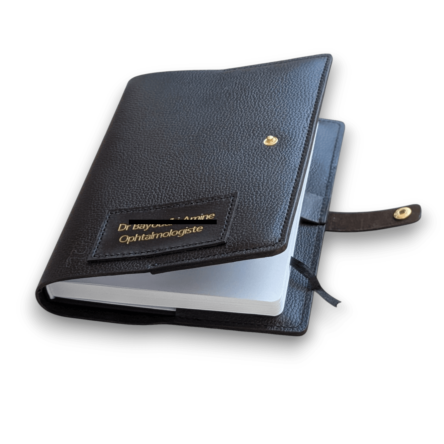 protège carnet personnalisé maron grainé